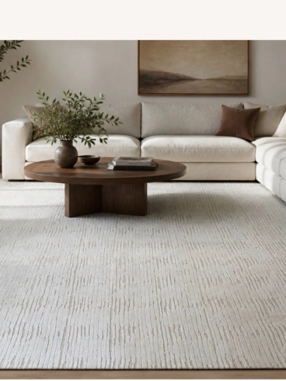 Restoration Hardware Soft Cream Linear Rug
